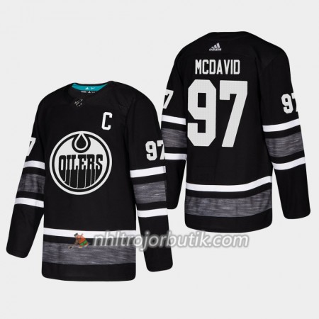 Män Ishockey Edmonton Oilers tröja Connor McDavid 97 Svart 2019 All-Star Adidas Authentic